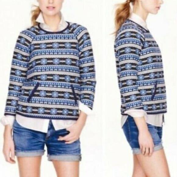J Crew Popover Sweatshirt in Floral Jacquard. - Picture 1 of 9